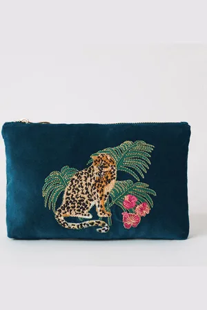 ELIZABETH SCARLETT Jungle Jaguar Ink Velvet Mini Pouch