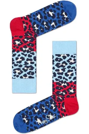 Happy Socks Blue Red Block Leopard Socks - Blue, Red - 36-40 / Blue