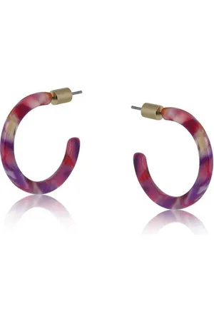 Big Metal London Hoop Earrings Erica Purple