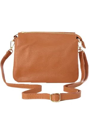 Attic Womenswear Italian Leather Triple Section Crossbody Bag