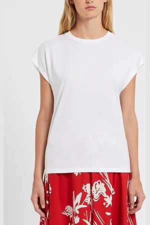 MARELLA Cotton Cap Sleeves T Shirt - S