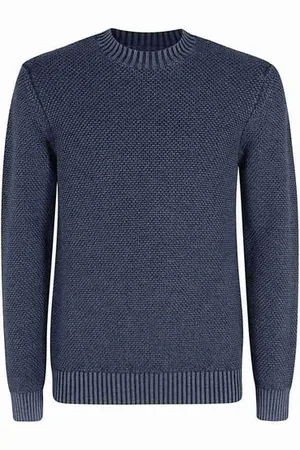 Circolo - Chunky Round-neck Textured Knitwear In Blu Notte Cn4187 - M
