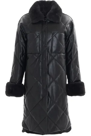 Freed Kym Midi Length Quilted Vegan Leather Jacket In - S