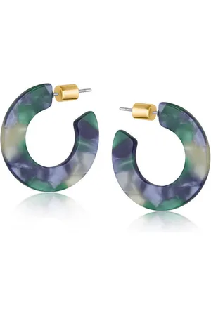 Big Metal London Hoop Earrings Resin Small Flat Oval