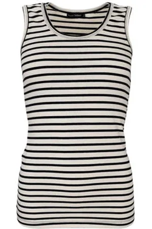 Black Colour Kassi Stripe Tank Top - And Cream - M/l
