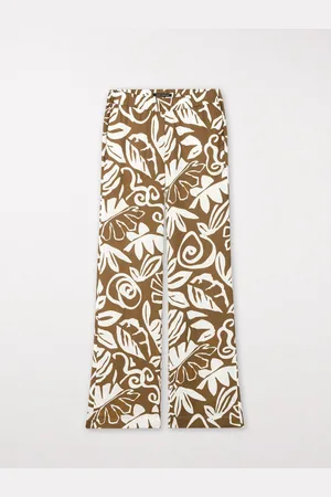 Luisa Cerano Bootcut Trousers Leaf Print - Uk 12