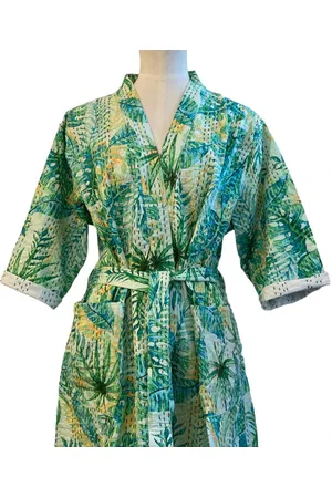 Behotribe  &  Nekewlam Robe Cotton Kantha Botanical - Palm Umber