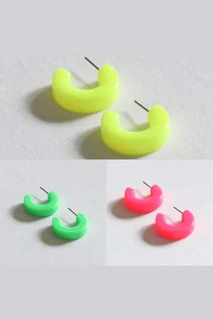 DickieBird Homestore Small Neon Hoops - Green
