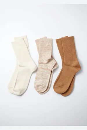 RoToTo Ecru/ Organic Daily 3 Pack Ankle Socks - S