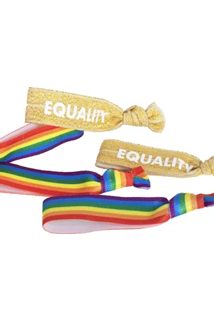 Ginger Ray Rainbow Stripe And Equality Wrist Bands : Pack Of 5
