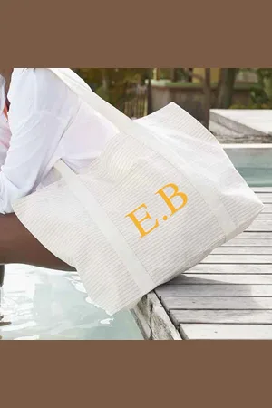 The Forest & Co. Personalised Stripe Cotton Extra Large Beach Bag - Orange