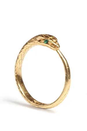 Rachel Entwistle Ouroboros Snake Ring Limited Edition With Emeralds - L / Vermeil - With Emeralds / L
