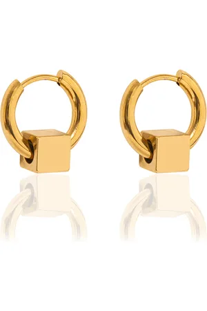 A Weathered Penny Cube Huggie Earrings