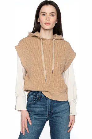 Kinross Cashmere Thermal Sequin Pullover Hoodie - Camel | Xs