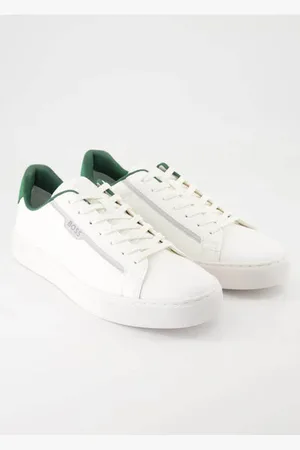 HUGO BOSS Boss - Rhys_Tenn Faux Leather Cupsole Trainers In White With Trim Detail 50502869 103 - 7