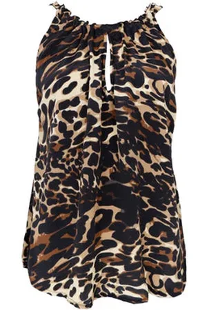 Black Colour Sleeveless Top - Leopard - S/m
