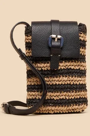 White Stuff Clara Buckle Raffia Phone Bag - Multi
