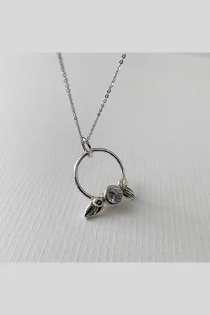 Nikki Stark Jewellery Necklace Leaves On Hoop Cubic Zirconia