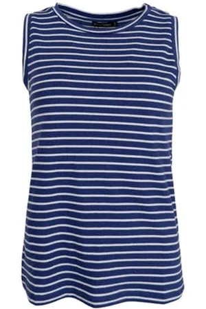 Black Colour Denim Striped Sailor Tank Top - L/xl