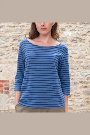 Bibico Classic Sailor Top - Medium And Indigo Stripe - S