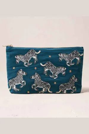 ELIZABETH SCARLETT Zebra Deep Velvet Everyday Pouch