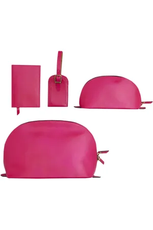 VIDA VIDA Leather Ultimate Matching Travel Set - Pink, Gold, Black, Silver - Black