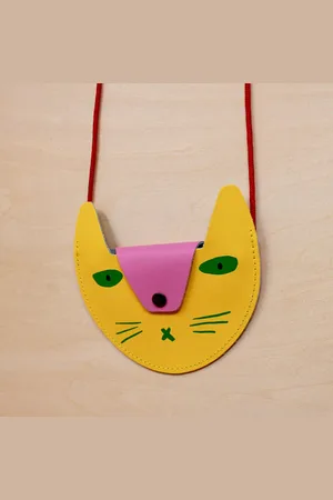 Ark Colour Design Cat Pocket Purse In Yellow/