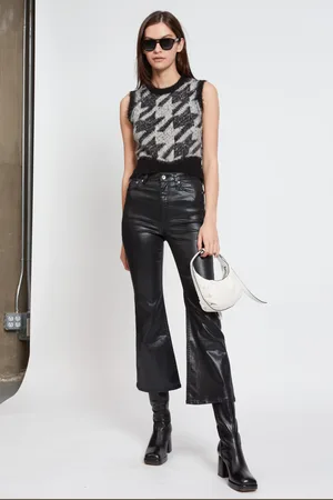 RAG&BONE Casey High-rise Ankle Flare Jeans - 24 / Coated Black / Female