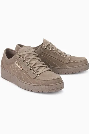 Mephisto Warm Grey Leather Rainbow Velour Mens Sneaker Shoes - 10
