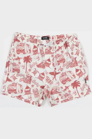 Only & Sons Graphic Swim Shorts In Red & - S