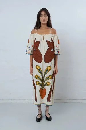Stella Nova Embroidered Strap Midi Dress - 34