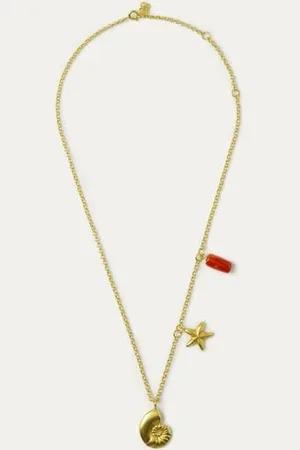 Ottoman Hands Ariel And Shell Charm Necklace