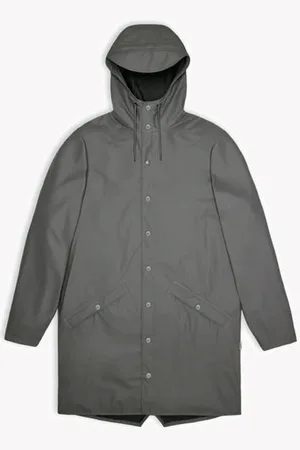 Rains Grey Unisex Long Jacket - L
