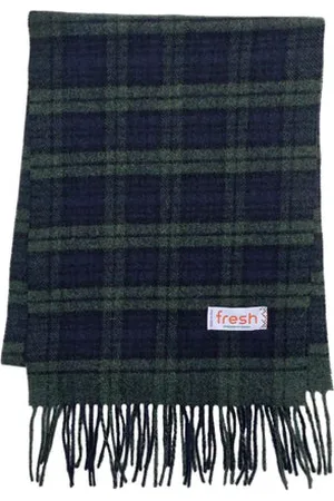 Fresh ! Navy Tartan Wool Scarf - 30 x 180 Cm