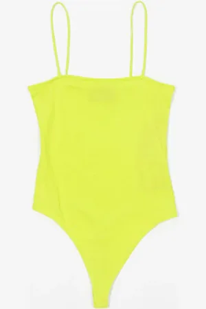 JJXX Spaghetti Strap Bodysuit In Lime - L