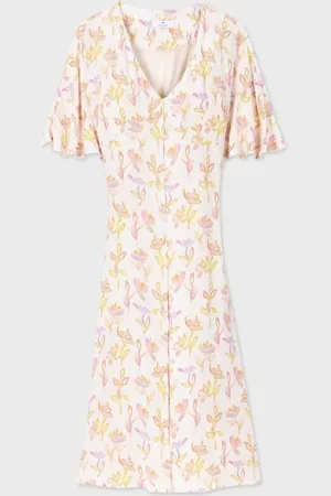 Paul Smith And Pink Oleander Print Midi Dress - It38 - Uk6