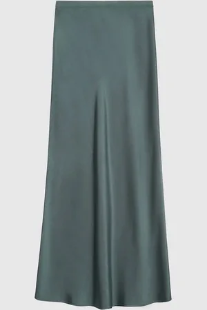 ANINE BING Bar Silk Skirt - Xs / Dark Sage / Female