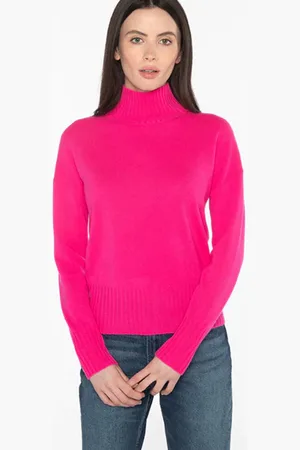 Kinross Cashmere Rib Funnel Neck Jumper In Rosetta Lfsc3-157 - L
