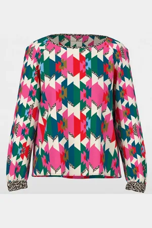 Marc Cain Patterned Raglan Blouse Xs 51.09 W18 Col 244 - 1