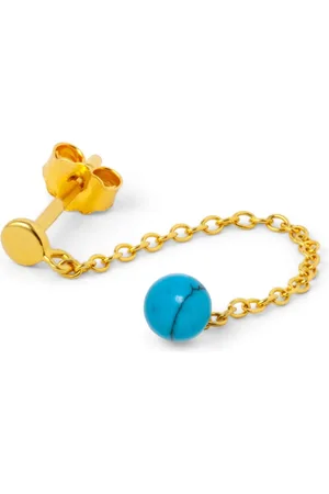 Lulu Copenhagen Natural Stone Chain Earring Turquoise Single