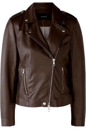 Oui Dark Leather Liberty Biker Jacket - 36/10