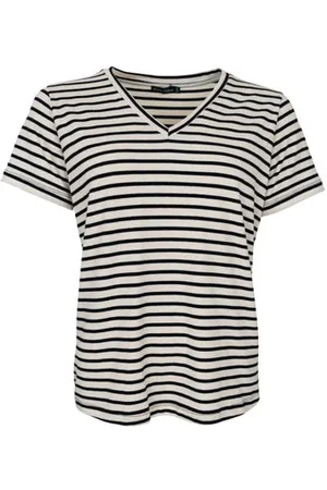 Black Colour Kassi Stripe T Shirt - And Cream (Copy) - L/xl