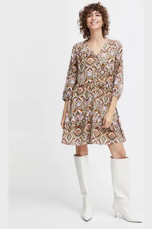 B YOUNG Bymmjoella V Neck Dress Aloe Boho Mix - Uk 8