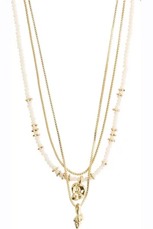 Pilgrim Sea Necklace, 3-in-1 Set, White/ -plated