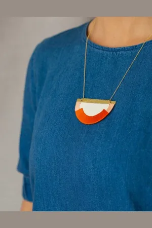 nook of the north Gold Plated Blush Cotton Craven Necklace - Pink, Gold, Orange - Orange