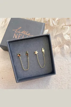 DickieBird Homestore Star And Lightning Chain Earrings
