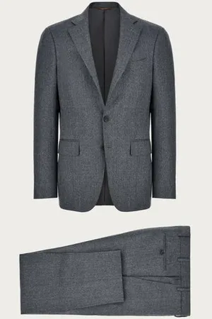 CANALI - Grey Flannel Impeccable Wool Modern Fit Suit 13280/31/7r-ar03472.201 - 48 (U.K 38)