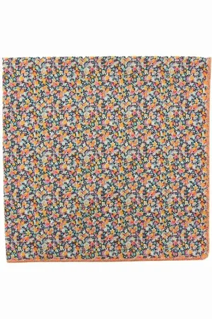 LE COLONEL Liberty Orange And Grey Pepper Pocket Square
