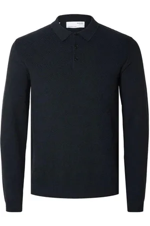 SELECTED R Corner Ls Knit Polo In - M /