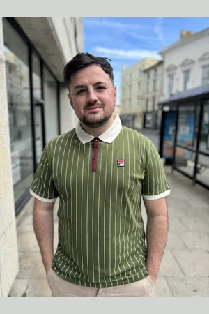 Fila Bb1 Striped Polo-chive/gardenia/windsor Wine - L